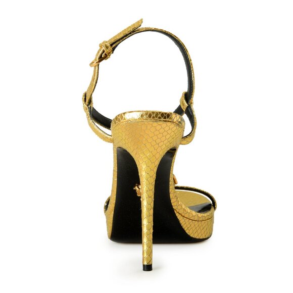 Versace Women's Gold Medusa Leather Heeled Platform Pumps Shoes US 10 IT 40 - Picture 3 of 8
